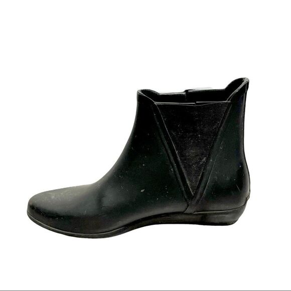 LOEFFLER RANDALL Rubber Ankle Chelsea Rain boot Waterproof Black 8 - Picture 4 of 14